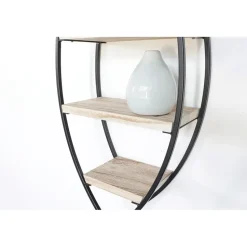 Wandrek ovaal met 4 houten plankjes - 26x60 cm