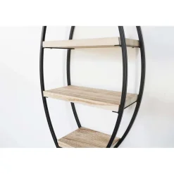 Wandrek ovaal met 4 houten plankjes - 26x60 cm