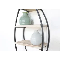 Wandrek ovaal met 4 houten plankjes - 36x80cm