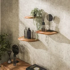 Wandschap Acaciahout - Set van 3 - 50x20x4cm - Organic