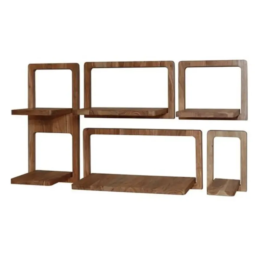 Wandschap Acaciahout - Set van 5 - 30x23x65cm - Curvy