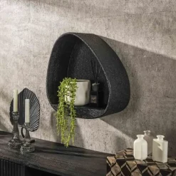 Wandschap Grijs Metaal - 42x21x45cm - Metallic Driehoek