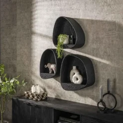 Wandschap Grijs Metaal - 42x21x45cm - Metallic Driehoek