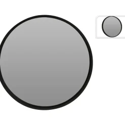 Wandspiegel - rond - houten frame - zwart - D50 cm