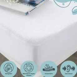 Waterdichte Matrasbeschermer Topper Hoeslaken Badstof-Lits-jumeaux (180x210 cm)