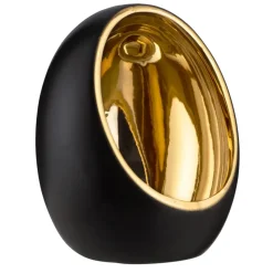 Waxinelichthouder Brygge - Matzwart/Goud - 15xØ11,5 cm
