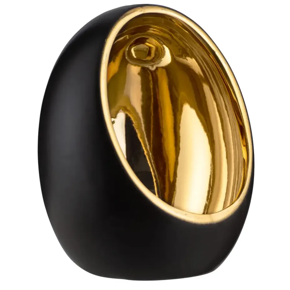 Waxinelichthouder Brygge - Matzwart/Goud - 15xØ11,5 cm