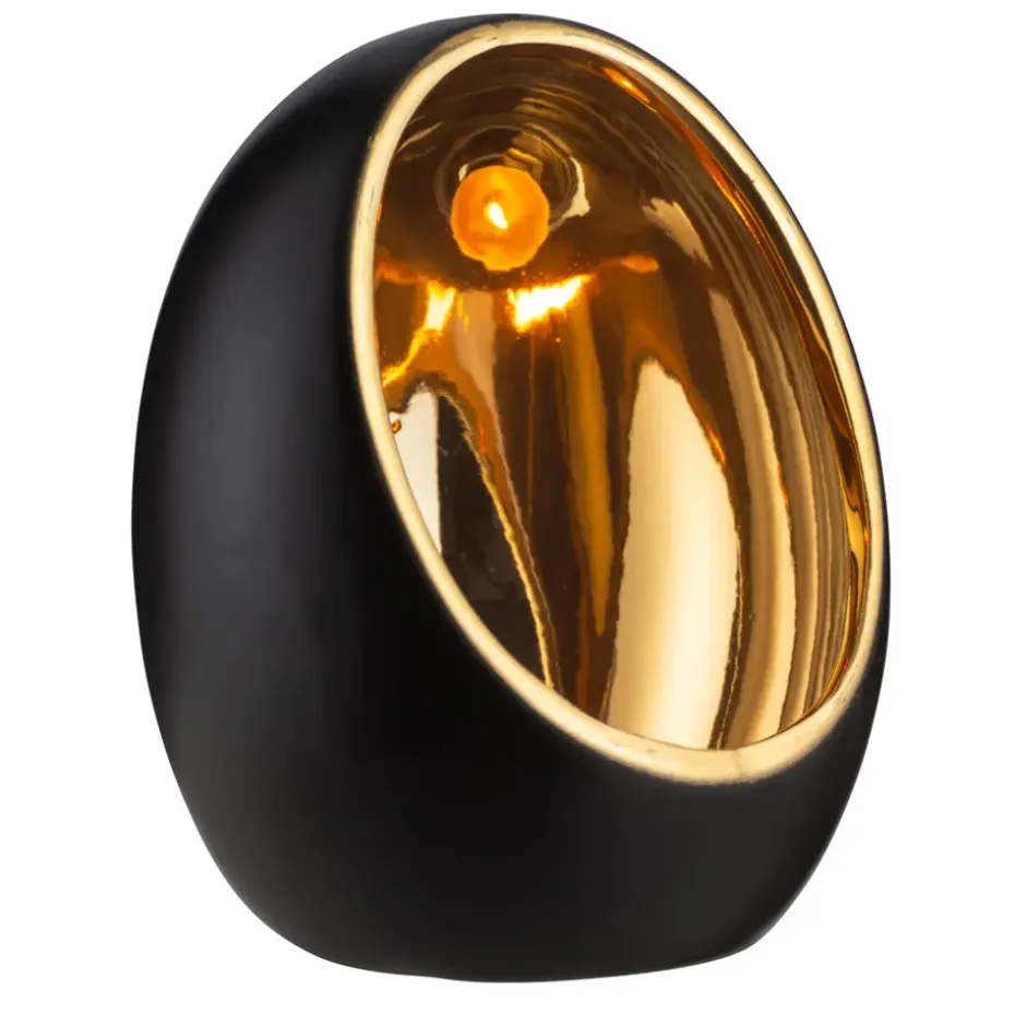 Waxinelichthouder Brygge - Matzwart/Goud - 15xØ11,5 cm