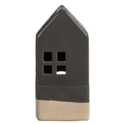 Waxinelichthouder Huis - antraciet - 20x9x7 cm