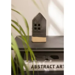 Waxinelichthouder Huis - antraciet - 20x9x7 cm