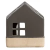 Waxinelichthouder Huis - antraciet - 14x12x7 cm