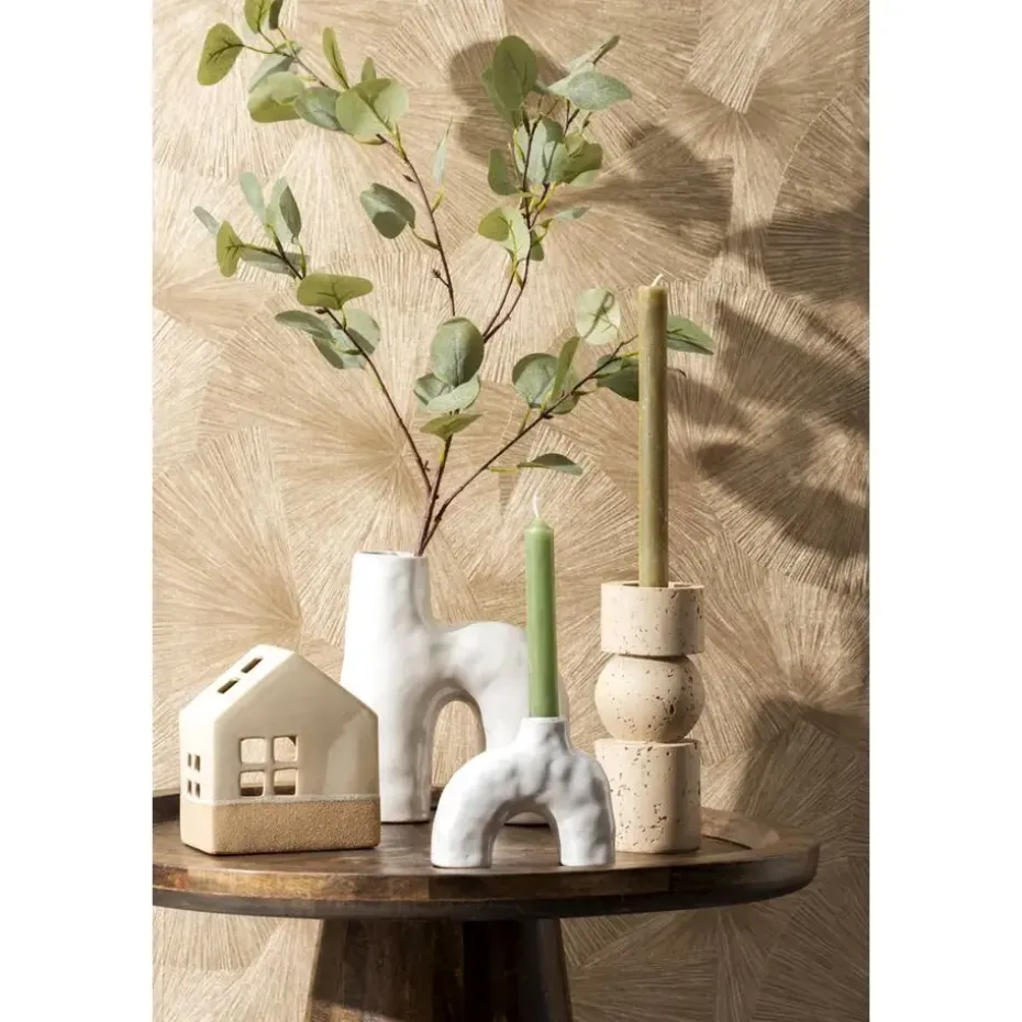 Waxinelichthouder Huis - beige - 14x12x7 cm