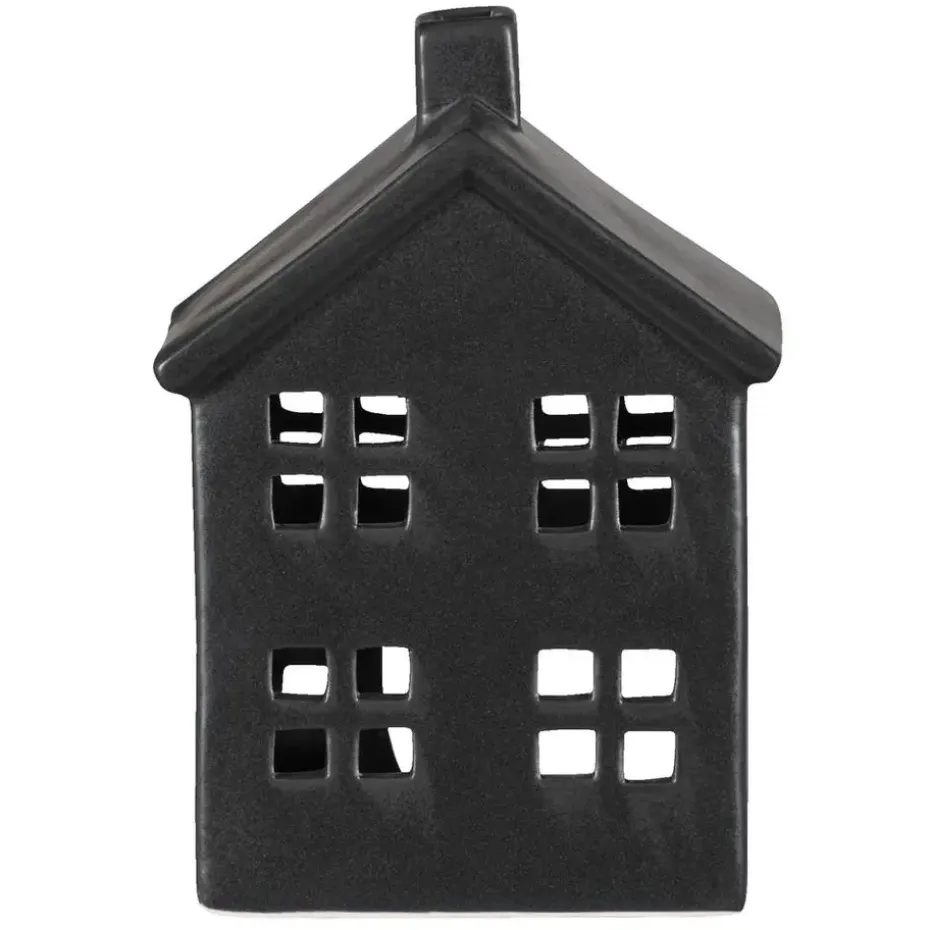 Waxinelichthouder Huis - zwart - 14,5x10,5x6,5 cm