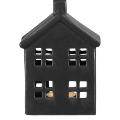 Waxinelichthouder Huis - zwart - 14,5x10,5x6,5 cm