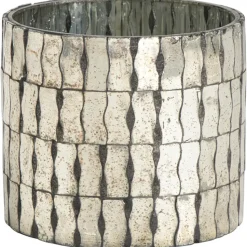 Waxinelichthouder spiegel bruin glas 10xØ11 cm