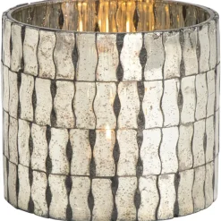 Waxinelichthouder spiegel bruin glas 10xØ11 cm