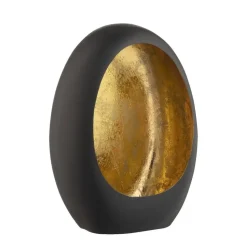 Windlicht Brygge - Zwart/Goud - 26x19x10 cm