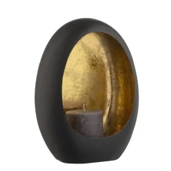 Windlicht Brygge - Zwart/Goud - 26x19x10 cm