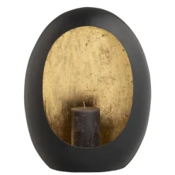Windlicht Brygge - Zwart/Goud - 38x29x16 cm