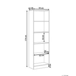 WINNIPEG - Boekenkast 5 planken - Wit - Vezelplaat