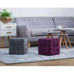 WISCONSIN - Poef - Paars - 36 cm - Fluweel