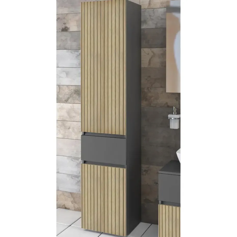 Wisla - Badkamerkast met 1 lade en 2 deuren in houtoptik