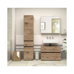 Wisla - Badkamerkast met 1 lade en 2 deuren in eikenoptik