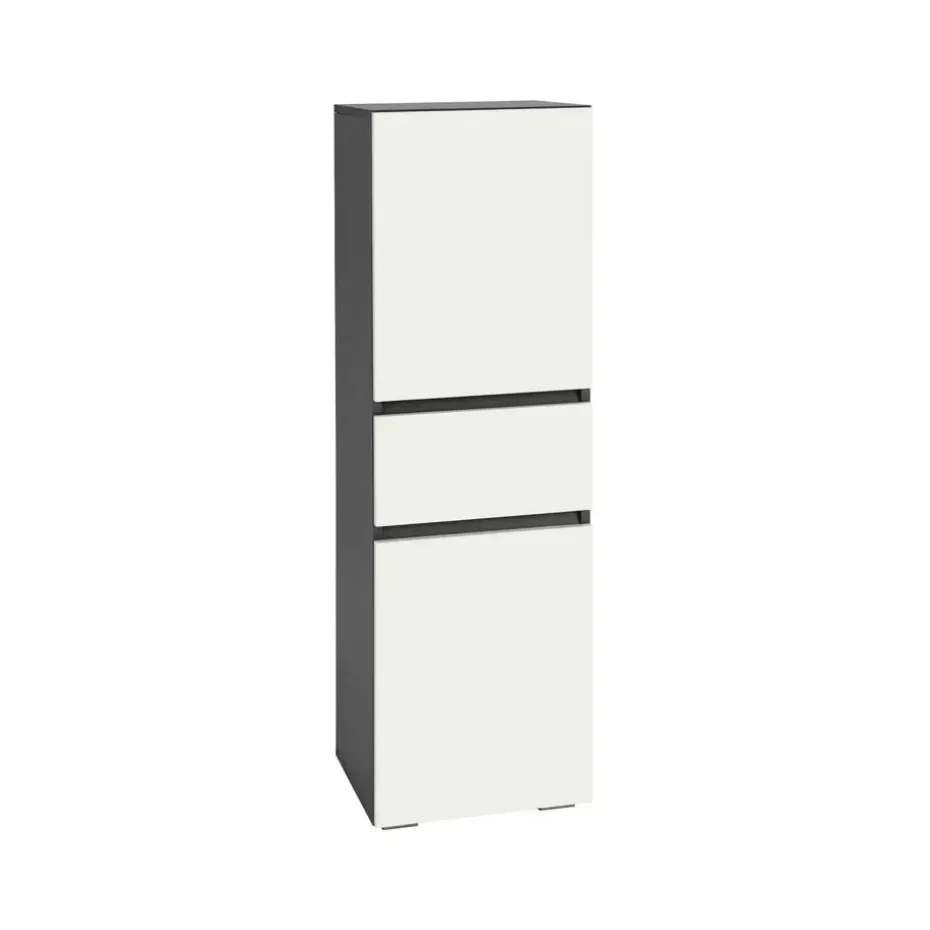 Wisla - Midi-kast 1 lade, 2 deuren in wit/antraciet spaanplaat