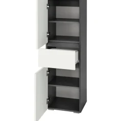 Wisla - Midi-kast 1 lade, 2 deuren in wit/antraciet spaanplaat