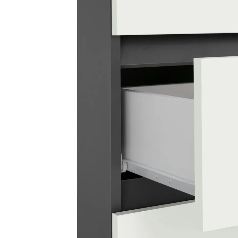 Wisla - Midi-kast 1 lade, 2 deuren in wit/antraciet spaanplaat