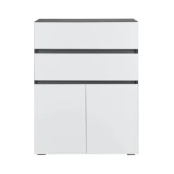 Wisla - Midikast 2 laden, 2 deuren in wit/antraciet spaanplaat