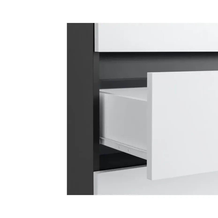 Wisla - Midikast 2 laden, 2 deuren in wit/antraciet spaanplaat