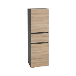 Wisla - Midikast met 2 deuren en 1 lade in antraciet/eiken