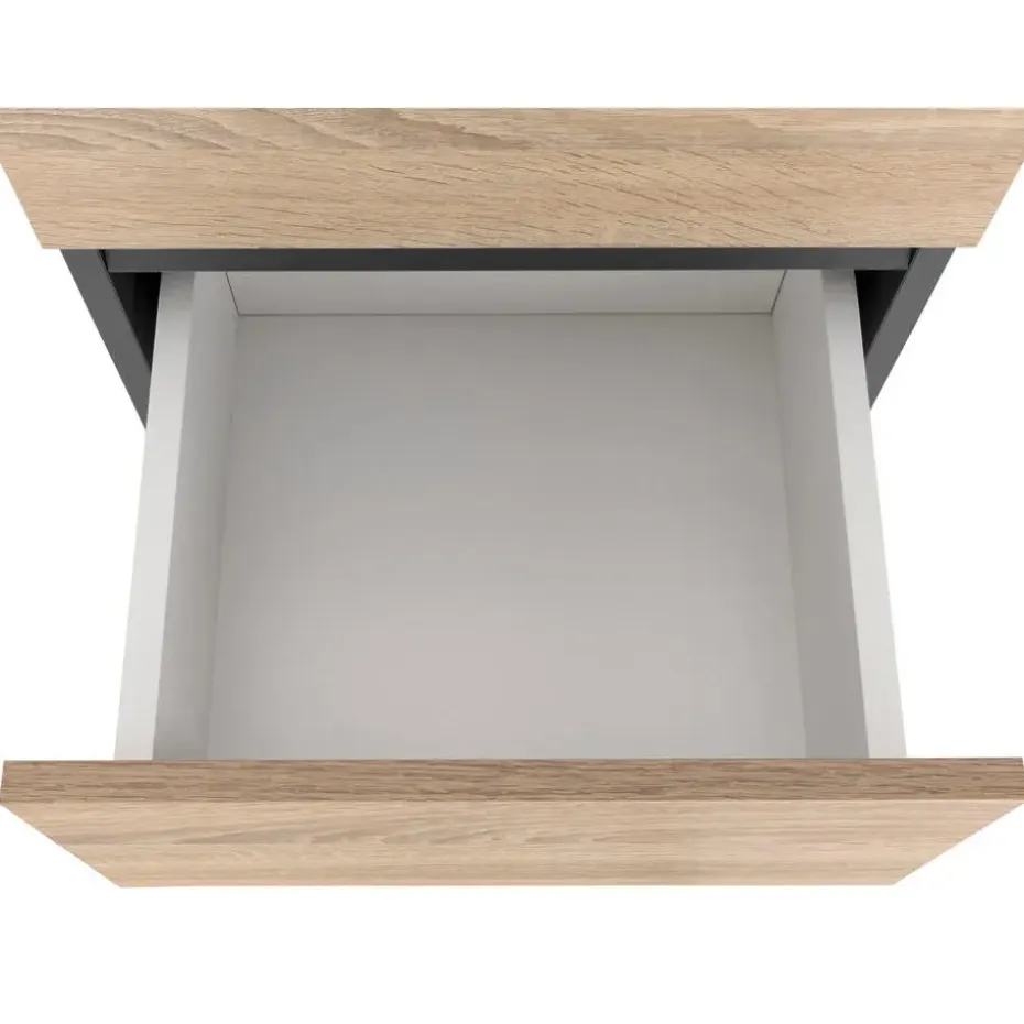 Wisla - Midikast met 2 deuren en 1 lade in antraciet/eiken