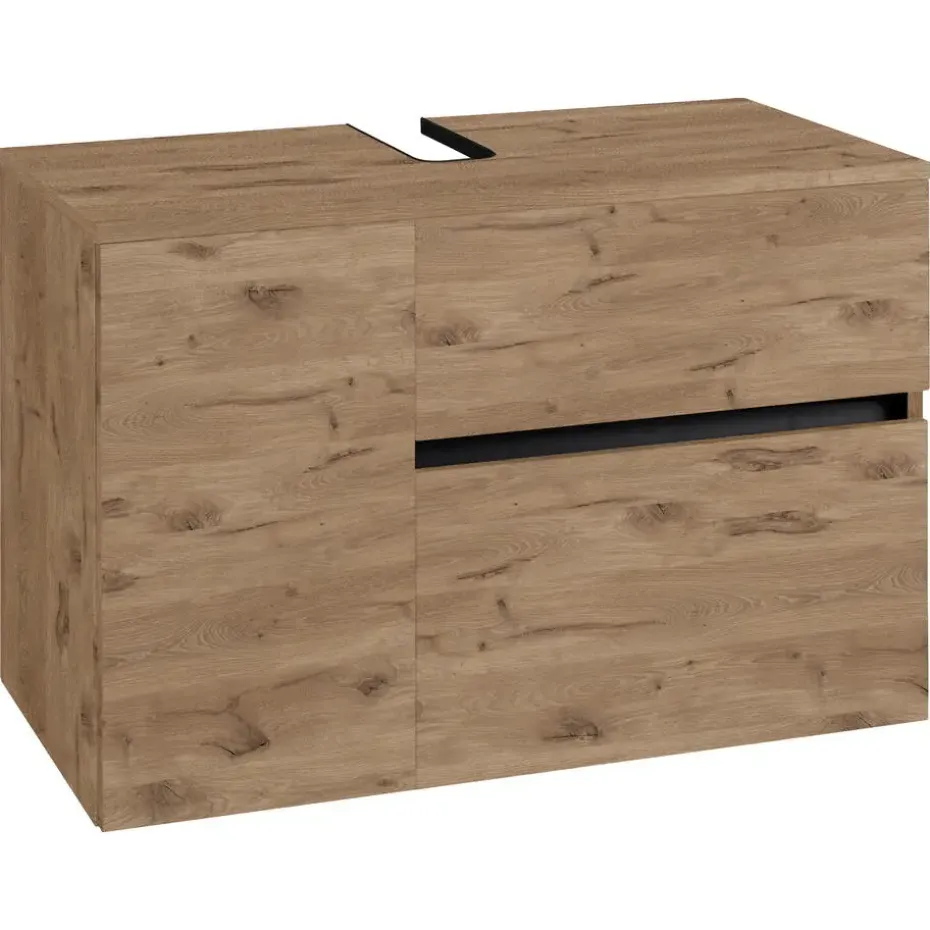 Wisla - Wastafelonderkast met 1 deur / 1 klep / 1 lade in eikenoptik