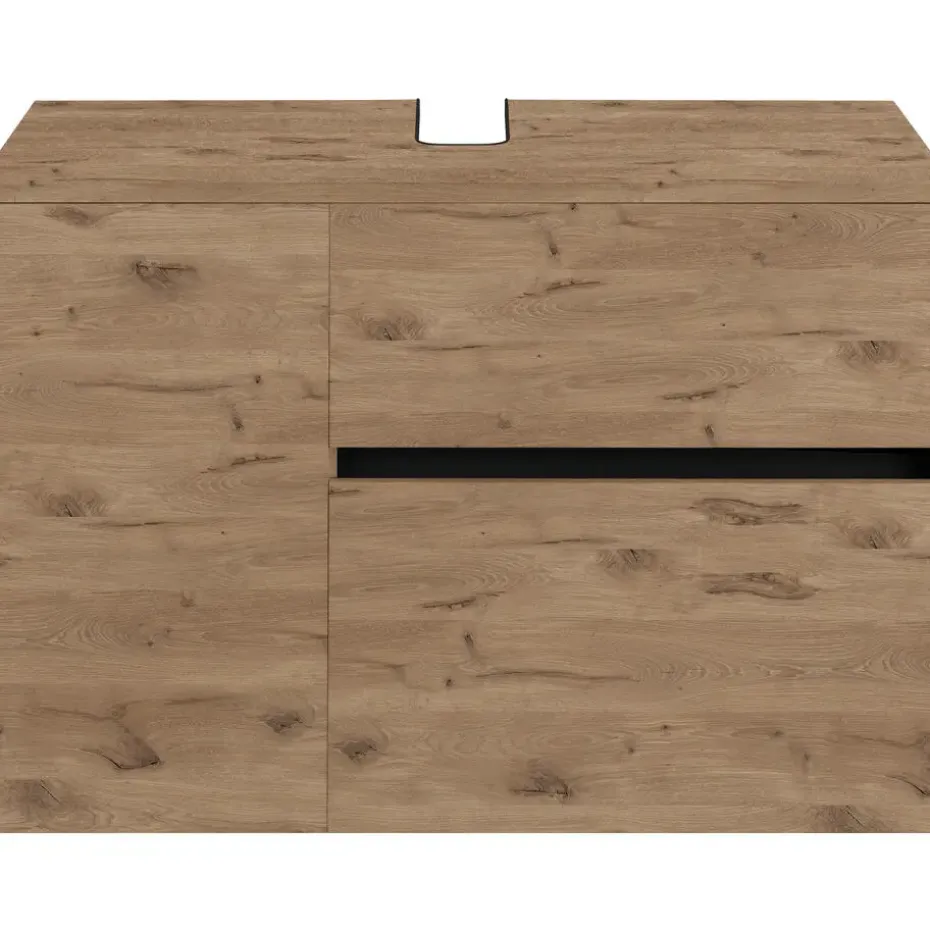 Wisla - Wastafelonderkast met 1 deur / 1 klep / 1 lade in eikenoptik