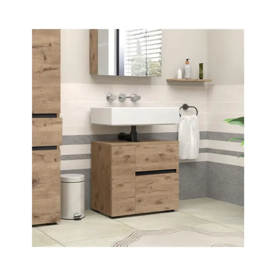 Wisla - Wastafelonderkast met 1 deur / 1 lade / 1 klep in eikenoptik