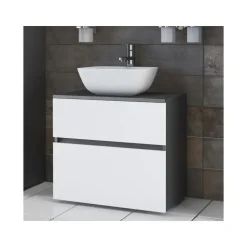 Wisla - Wastafelonderkast met 1 lade in antraciet wit
