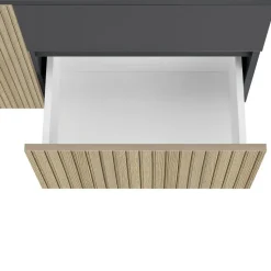 Wisla - Wastafelonderkast 80 cm met 1 deur 1 lade 1 klep in antraciet eikenoptik