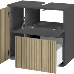 Wisla - Wastafelonderkast met 1 deur / 1 lade / 1 klep in antraciet