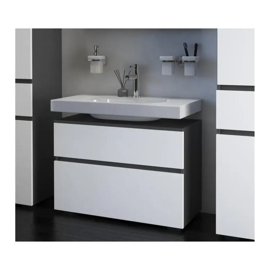 Wisla - Wastafelonderkast met 1 lade in antraciet wit