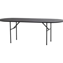 WOOOD Arthur Eettafel Ovaal Met H-Poot - Eikenhout - Zwart - 75x220x90
