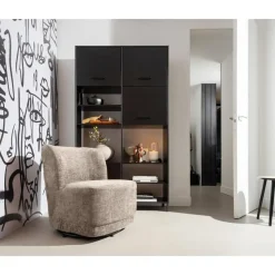 WOOOD Atty Draaifauteuil - Polyester - Zand - 75x74x65