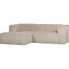 WOOOD Bean Chaise Longue Bank Links - Ribstof - Travertin - 73x254x178