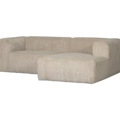 WOOOD Bean Chaise Longue Bank Rechts - Ribstof - Travertin -73x254x178