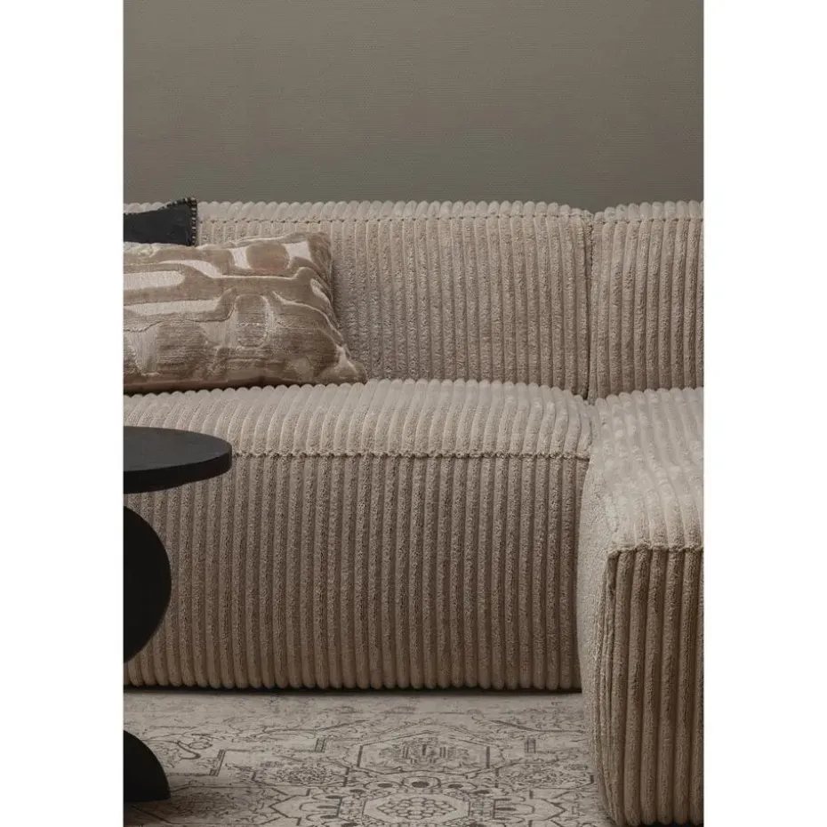 WOOOD Bean Chaise Longue Bank Rechts - Ribstof - Travertin -73x254x178