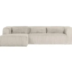 WOOOD Bean Hoekbank Links - Ribstof - Naturel - 73x305x96