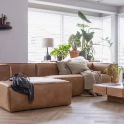 WOOOD Bean Hoekbank Links - Ecoleer - Cognac - 73x305x96