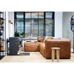 WOOOD Bean Hoekbank Links - Ecoleer - Cognac - 73x305x96