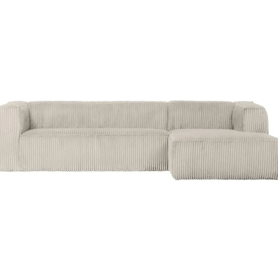 WOOOD Bean Hoekbank Rechts - Ribstof - Naturel - 73x305x96